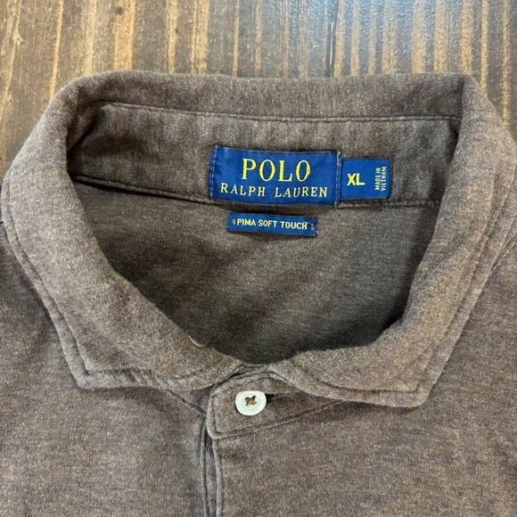 POLO RALPH LAUREN Polo Shirt Mens XL Brown Pima Soft Touch Classic Fit - Picture 4 of 9